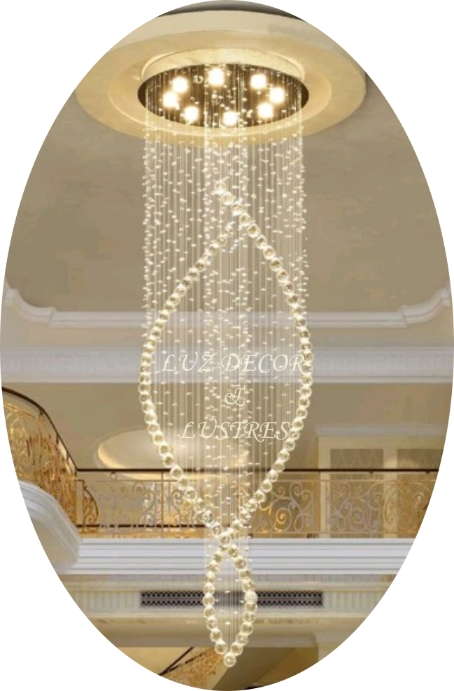 Pendente De Cristal Legítimos K9 Com Base De Inox Espelhado 2,80m Bivolt