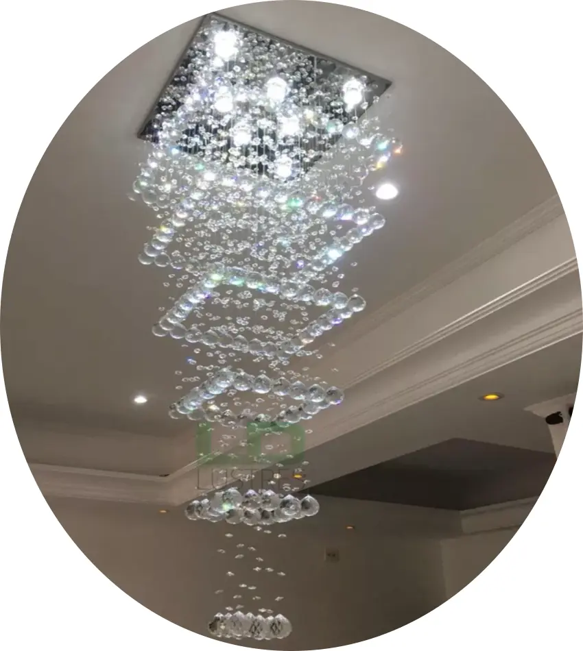 Pendente De Cristal Com Até 1,90m Base De Inox 60x60cm 1,80m Bivolt