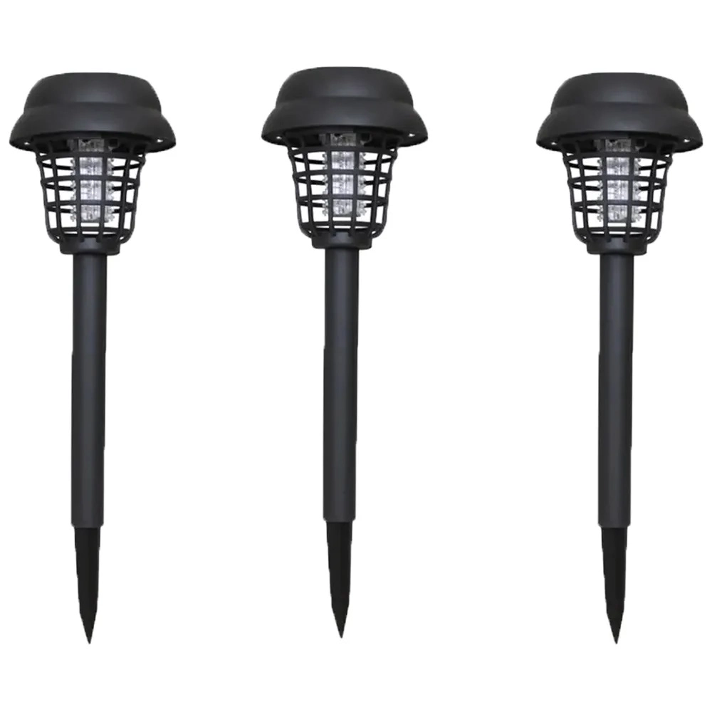Mata Mosquito Choque Repelente Solar Eletrico Kit 3 Uni Espeto Balizador 2 Funções