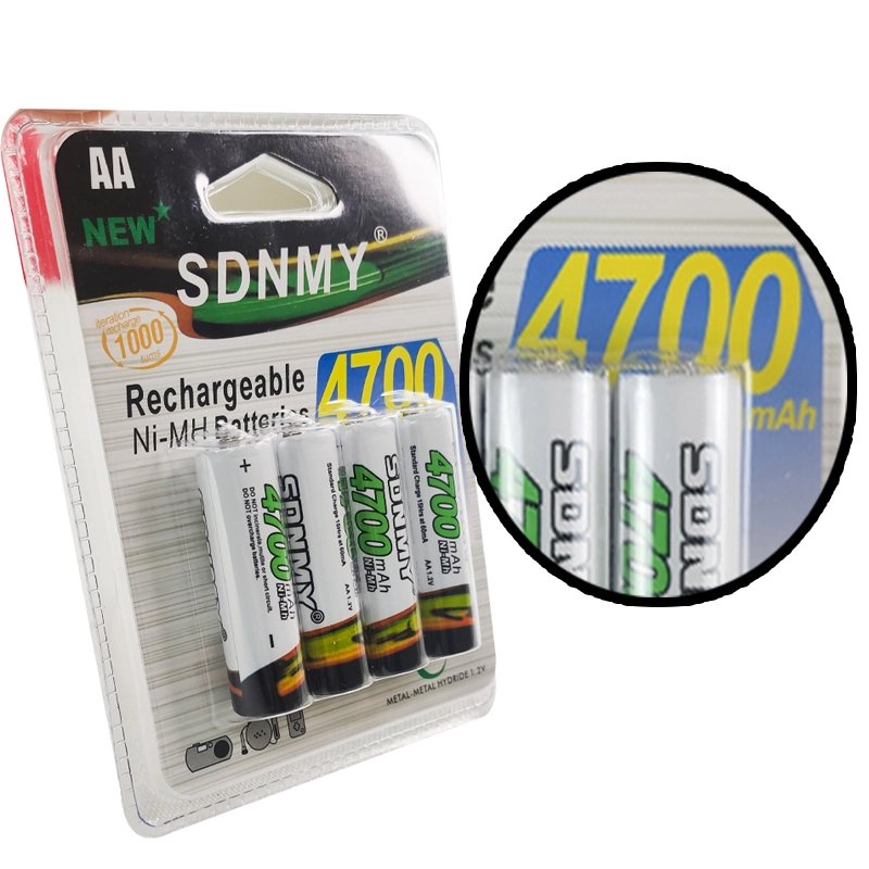 Pilha Recarregavel 4700mah Aa Cartela Kit 4 Unidades Controle Cilindrica
