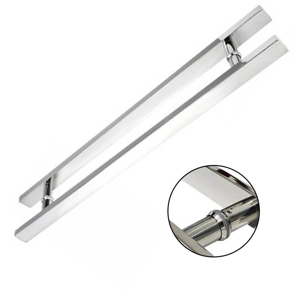 Puxador De Porta Inox 1 Metro E 20cm Retangular Cromada Area Externa Casa Empresa Madeira Vidro Pivotante