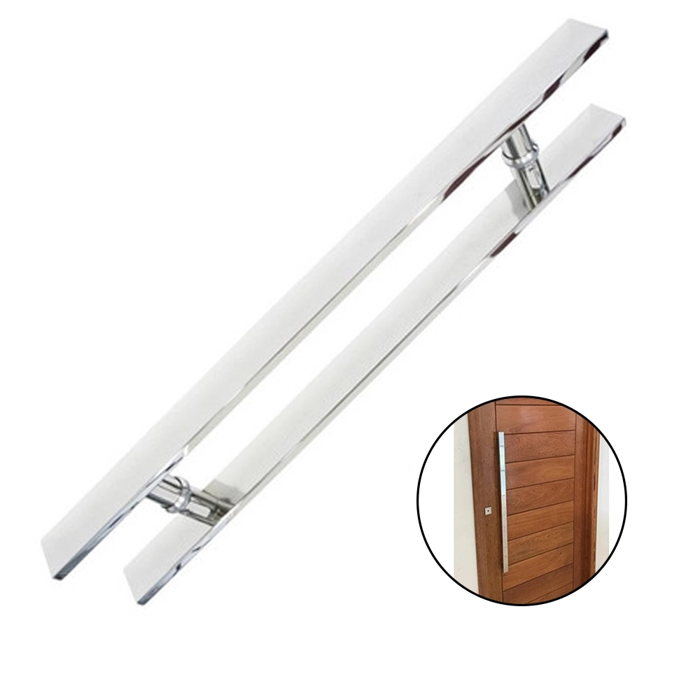 Puxador De Porta Retangular 1 Metro E 20cm Pivotante Cromado Vidro Madeira Area Externa Empresa Casa