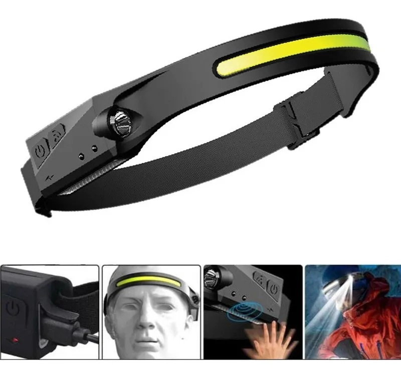 Lanterna Cabeça Sensor Movimento Led Cob Xpe Pesca Oficina Ciclismo Camping Corrida Anti Impacto Resistente Ipx4