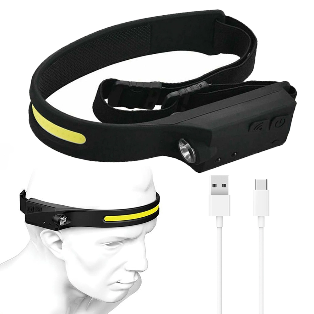 Lanterna De Cabeça Sensor Movimento Led Cob Xpe Pesca Corrida Camping Atividade Norturna Alta Luminosidade Resistente