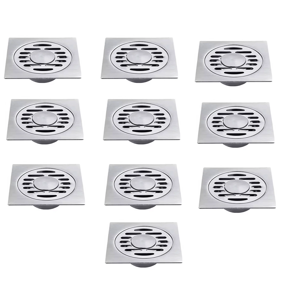 Ralo Aço Inox 10x10 Kit 10 Unidades Banheiro Casa Lavabo Higienico Seguro Resistente