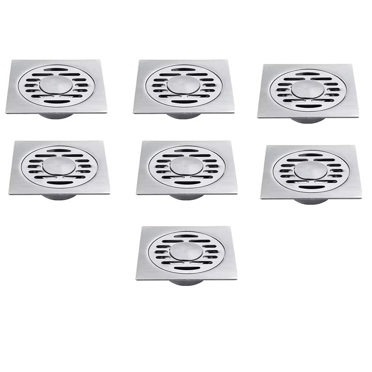 Ralo 10x10 Inox Kit 7 Unid Banheiro Casa Lavabo Varanda Higienico Seguro Resistente
