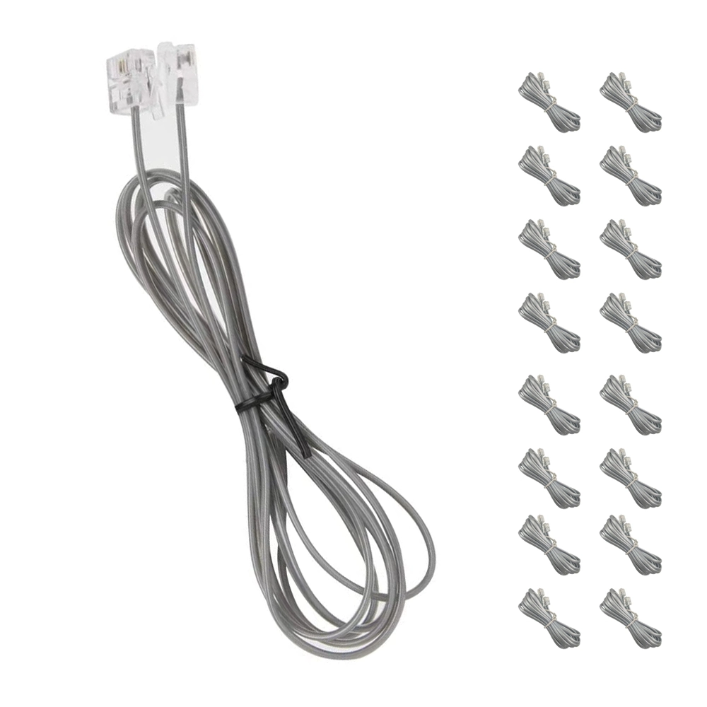 Fio Cabo Telefonico Rj11 1m E 60cm Kit 50 Uni Telefone Extensao Fixo Fax Liso Resistente Fino