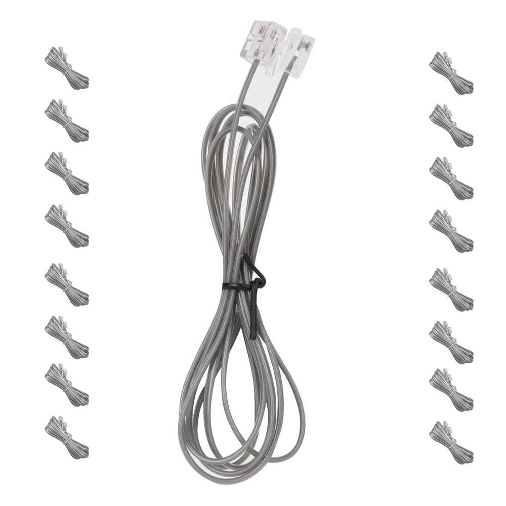 Cabo Fio Telefonico Rj11 1 Metro E 60cm Kit 50 Uni Fax Telefone Fixo Resistente Fino Extensao