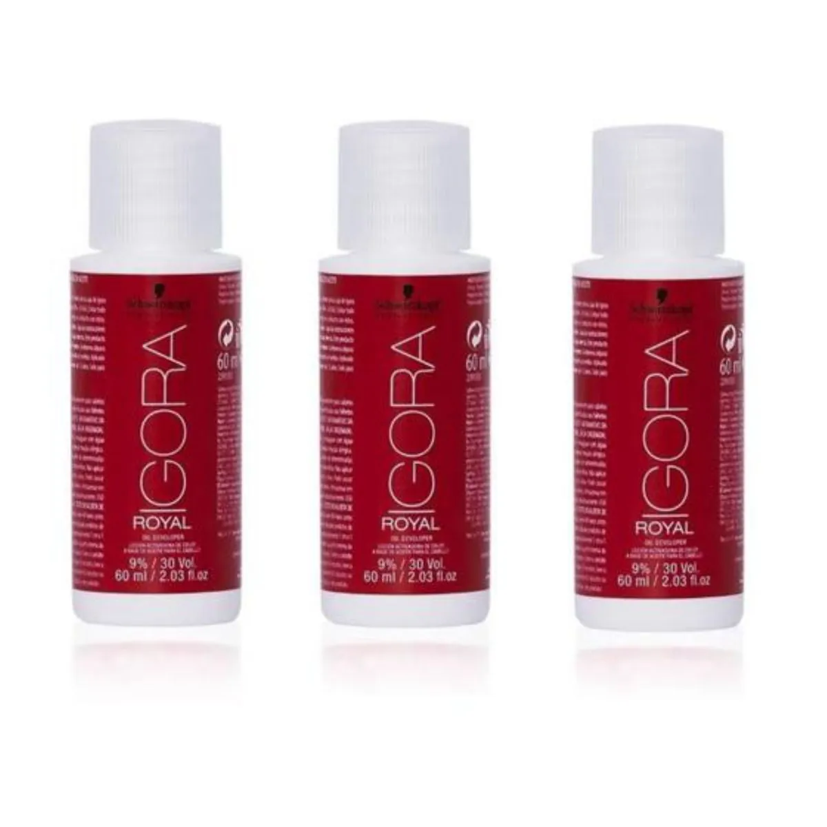 Kit Ox Loção Ativadora Schwarzkopf Igora Royal Oil Developer 30 Volumes 60ml - 3 unidades