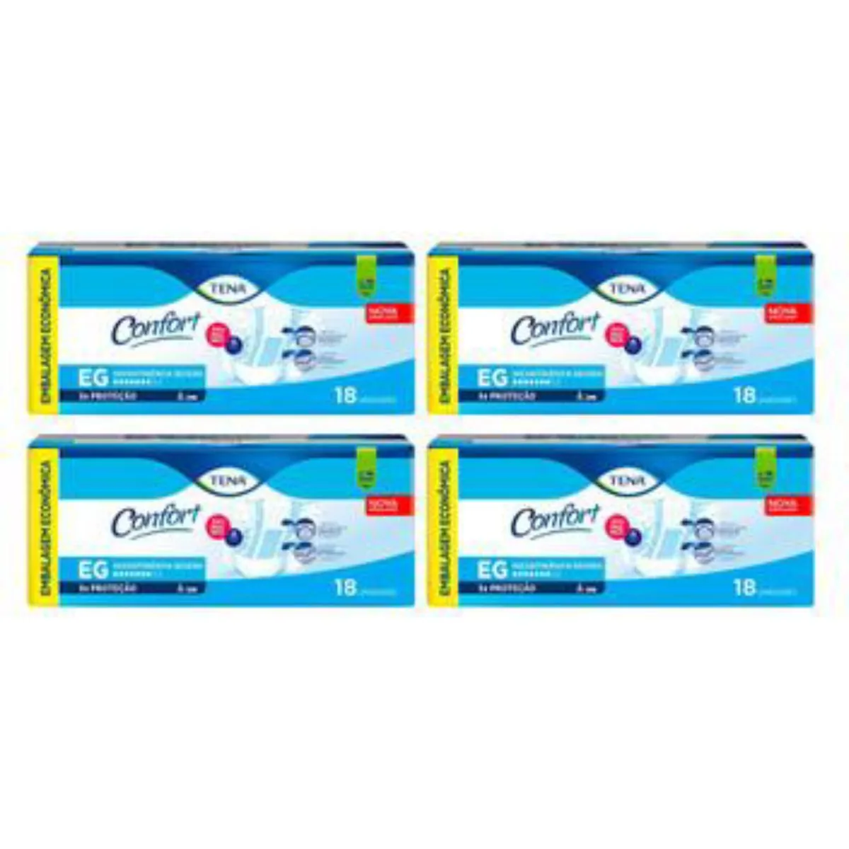 Kit 4 Fraldas Geriátrica Tena Confort Tamanho EG 18 Unidades cada