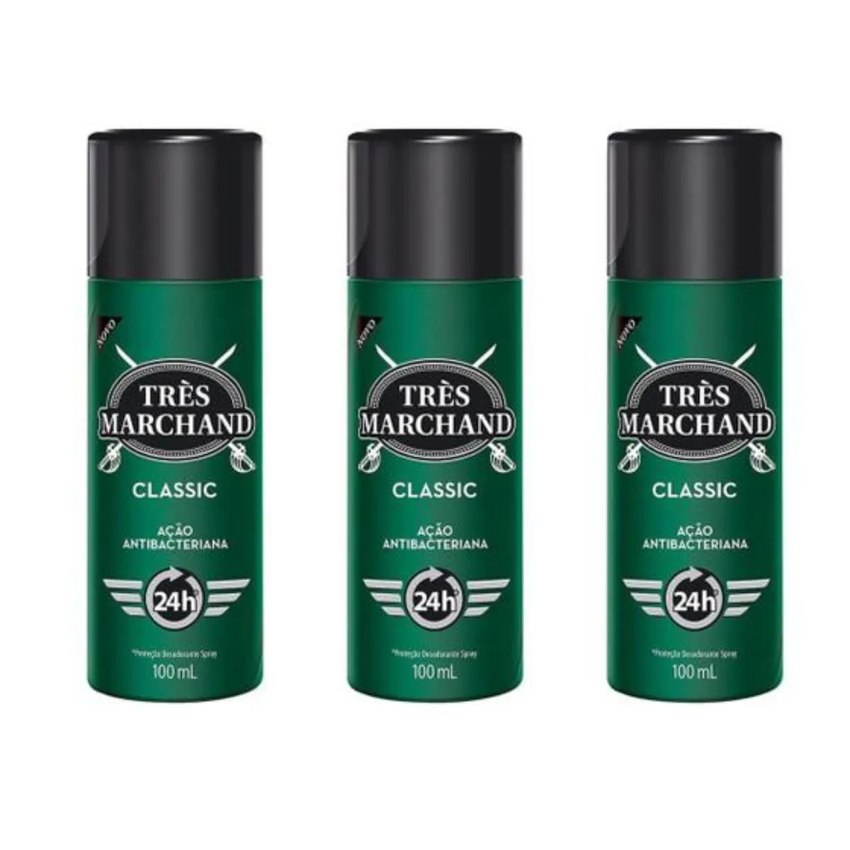 Kit c/ 3 Unidades de Desodorante Spray Tres Marchand 100ml Classic