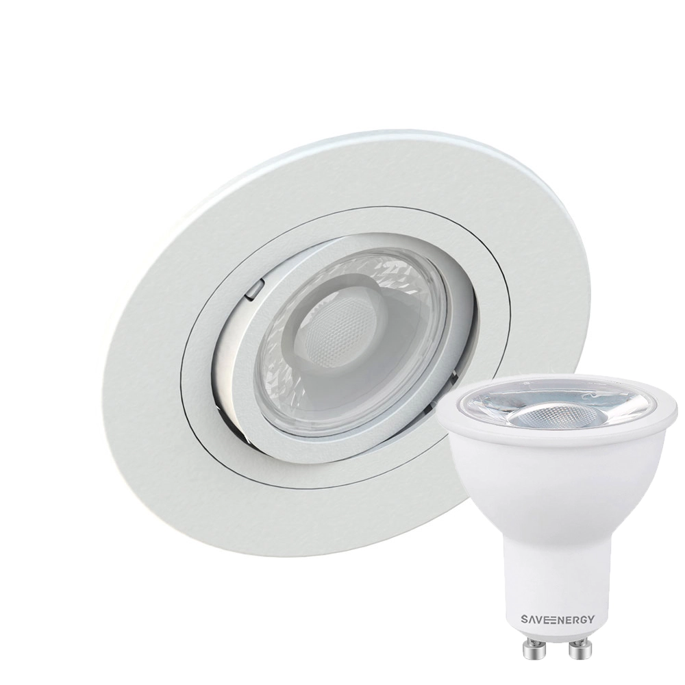 Kit 15 Spot Embutir Redondo Face Plana Dicroica Mr16 Branco + Lâmpada Dicroica 4,8w 4000k