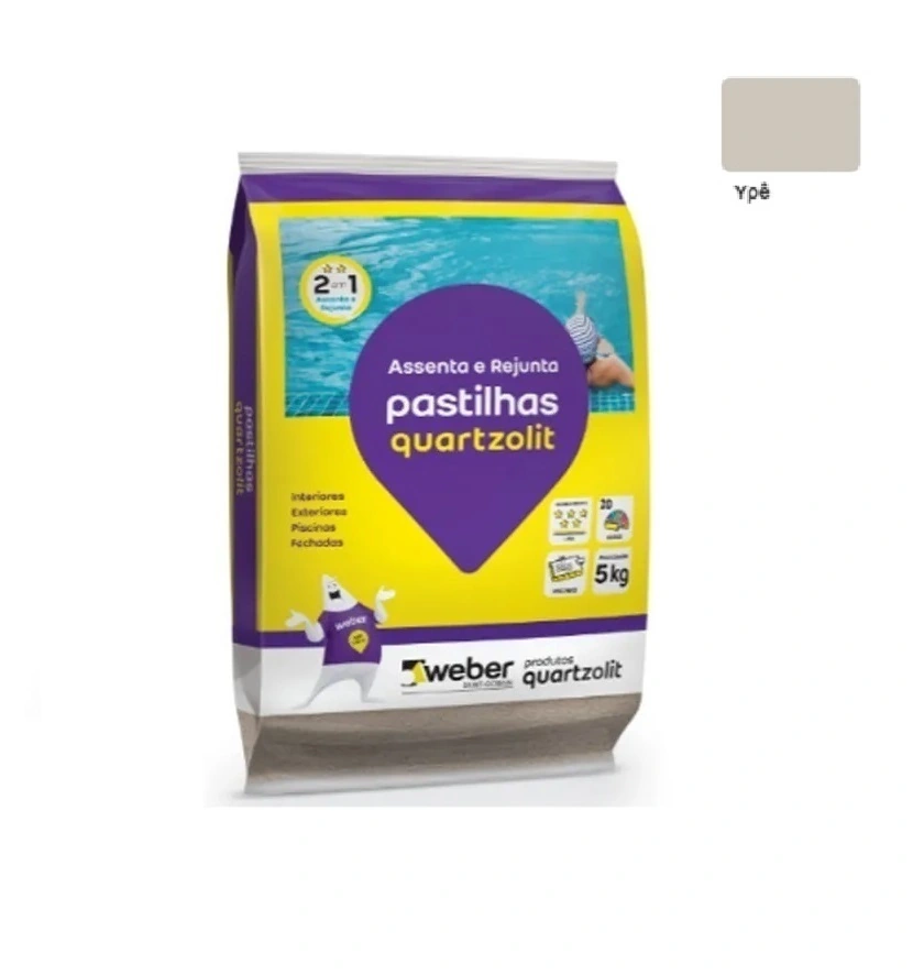 Assenta E Rejunta Pastilhas Piscinas e Fachadas Quartzolit 5kg - Cor YPÊ