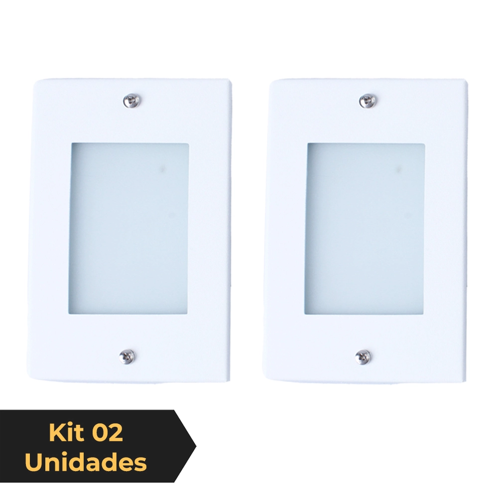 Kit 2 Balizador De Embutir Escada Parede Branco 4x2 Alumínio