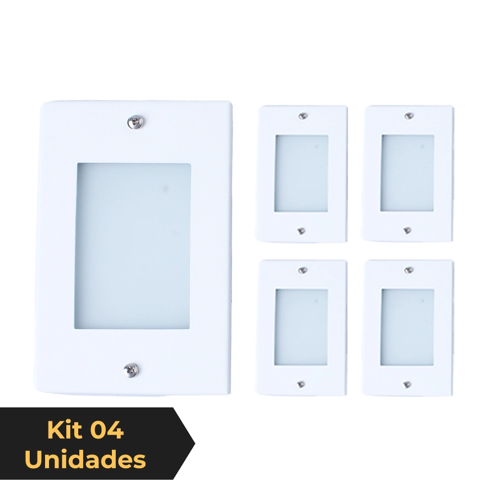 Kit 4 Balizador De Embutir Escada Parede Branco 4x2 Alumínio