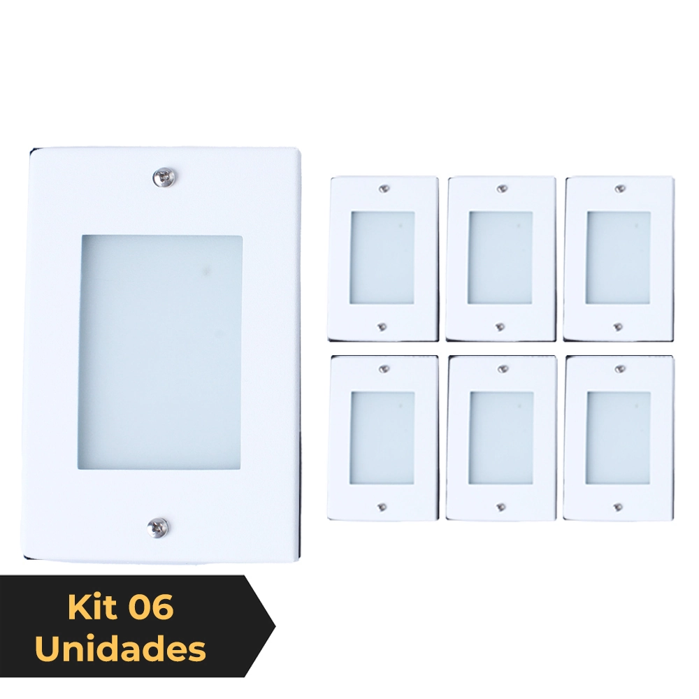 Kit 6 Balizador De Embutir Escada Parede Branco 4x2 Alumínio