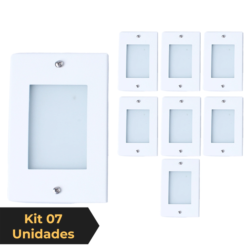 Kit 7 Balizador De Embutir Escada Parede Branco 4x2 Alumínio