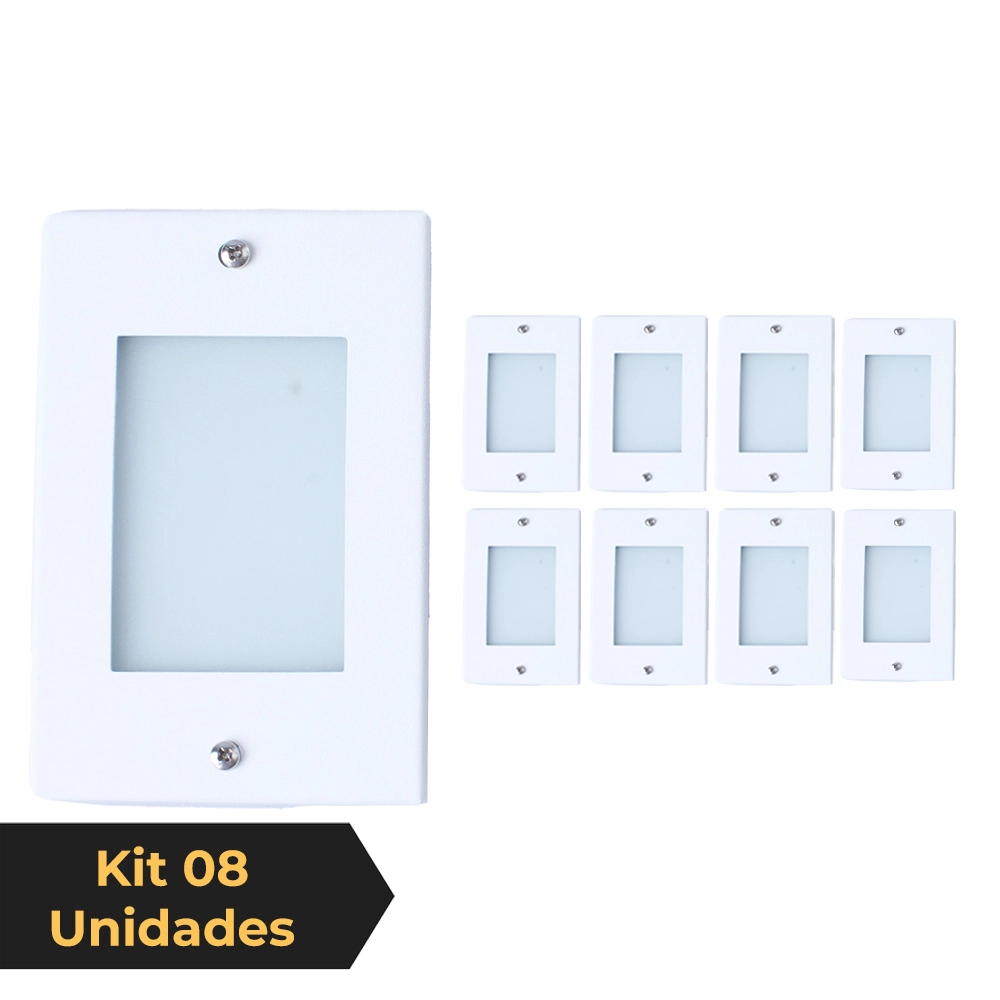 Kit 8 Balizador De Embutir Escada Parede Branco 4x2 Alumínio