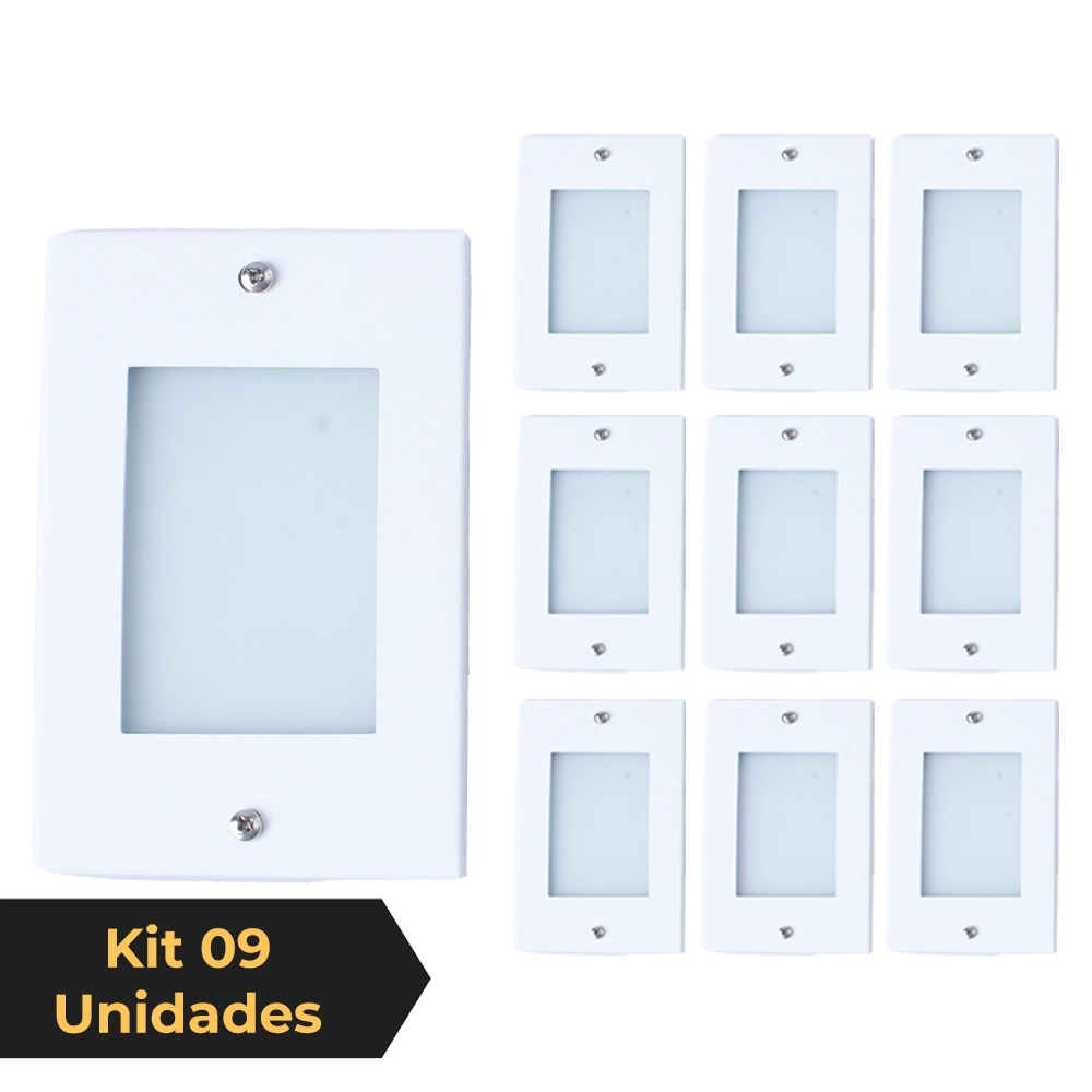 Kit 9 Balizador De Embutir Escada Parede Branco 4x2 Alumínio