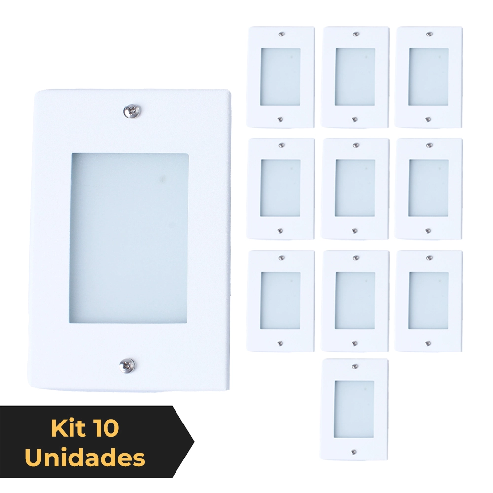 Kit 10 Balizador De Embutir Escada Parede Branco 4x2 Alumínio