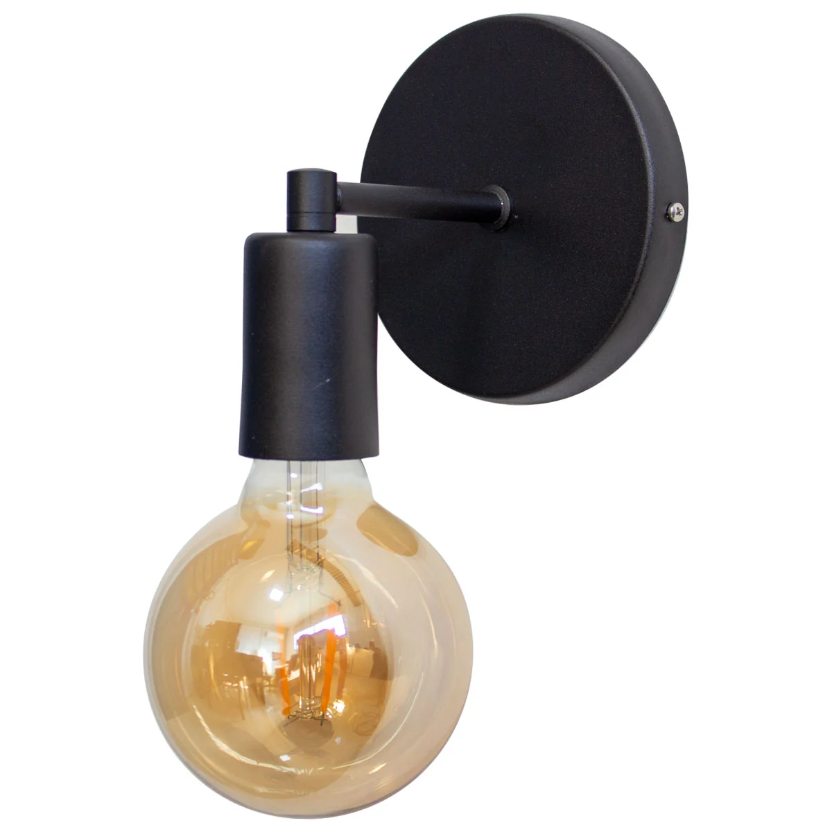 Arandela Retrô Industrial Preto + Lâmpada Led G95
