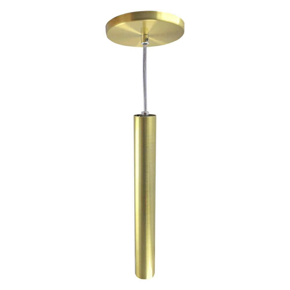Pendente Pendente Tubo Dourado 30cm Cabo Cristal + Led Lâmpada:branco Frio