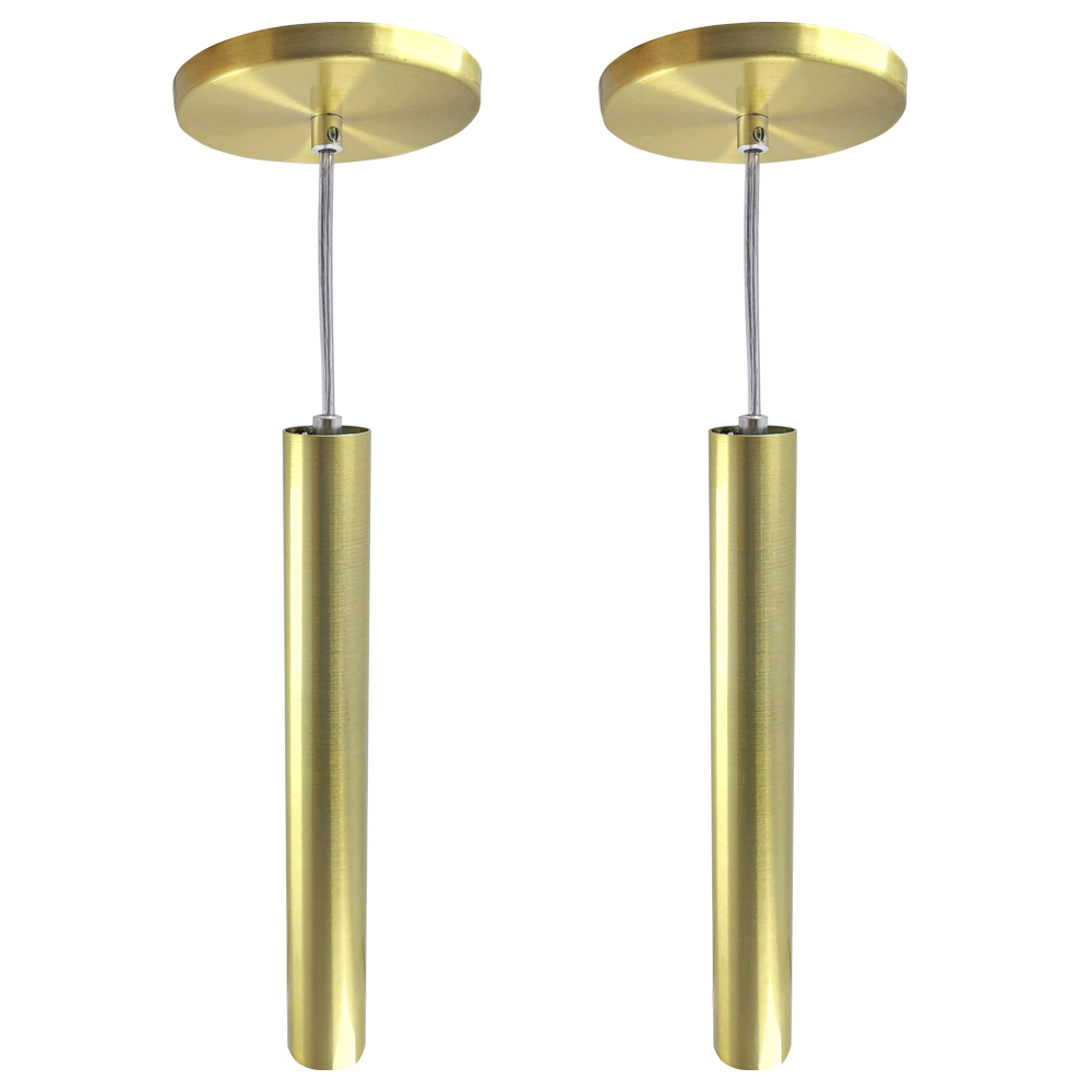 Kit 2 Pendente Tubo Dourado 30cm Cabo Cristal + Led Lâmpada:branco Neutro