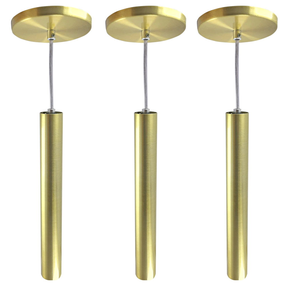 Kit 3 Pendente Tubo Dourado 30cm Cabo Cristal + Led Lâmpada:branco Quente