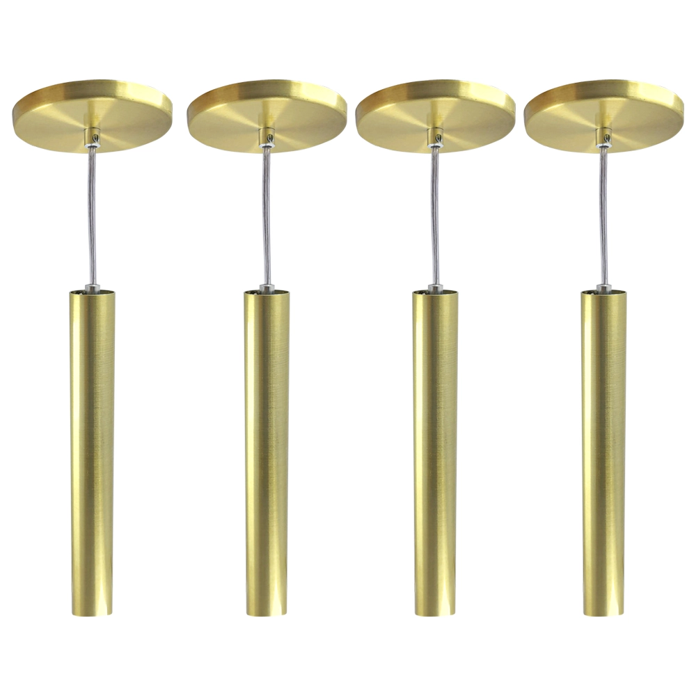 Kit 4 Pendente Tubo Dourado 30cm Cabo Cristal + Led Lâmpada:branco Neutro