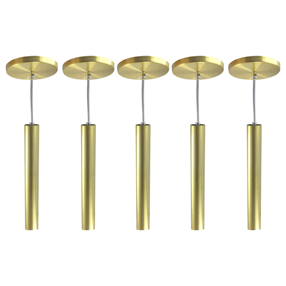 Kit 10 Pendente Tubo Dourado 30cm Cabo Cristal + Led Lâmpada:branco Frio