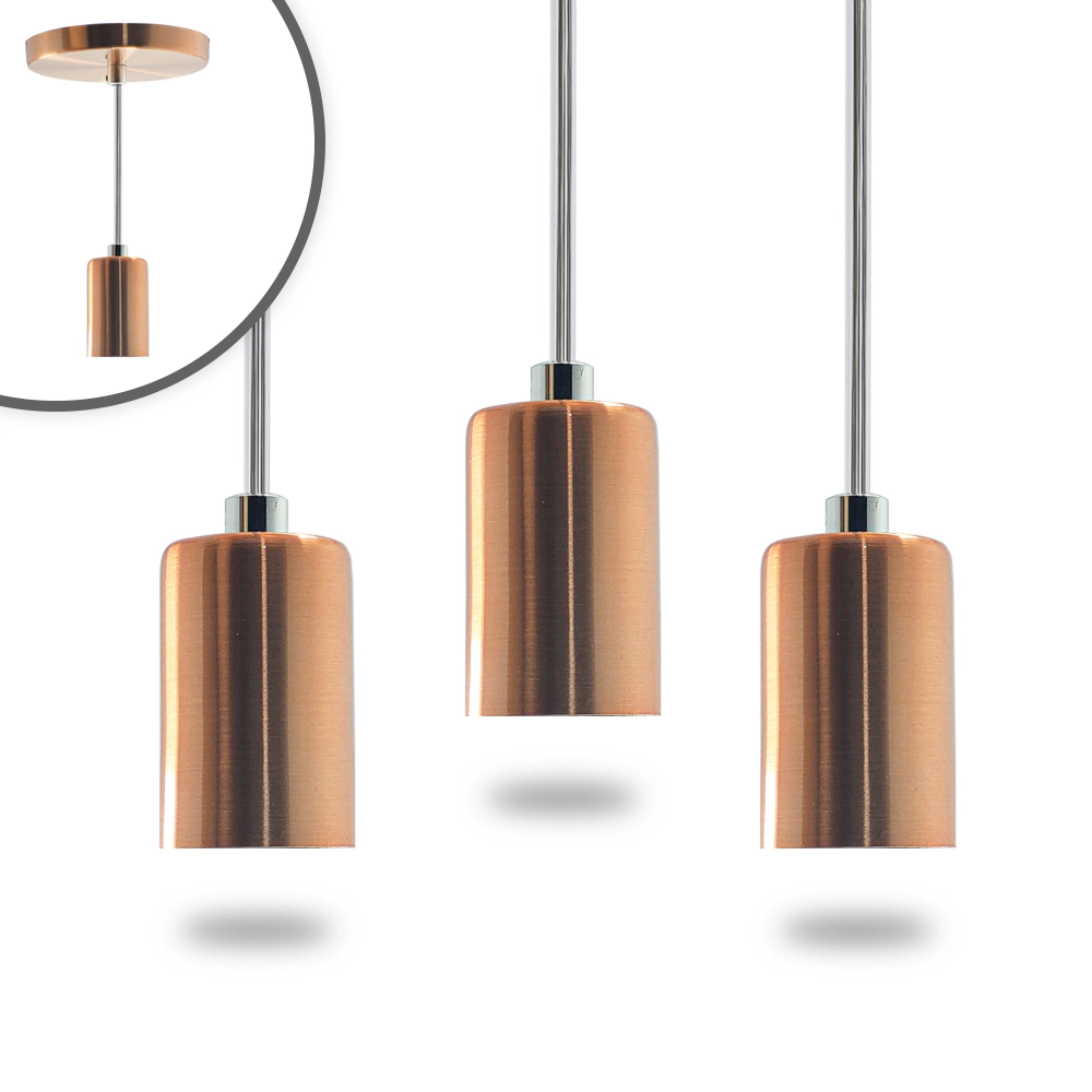 Kit 3 Pendente Soquete Copinho E27 Rose Gold