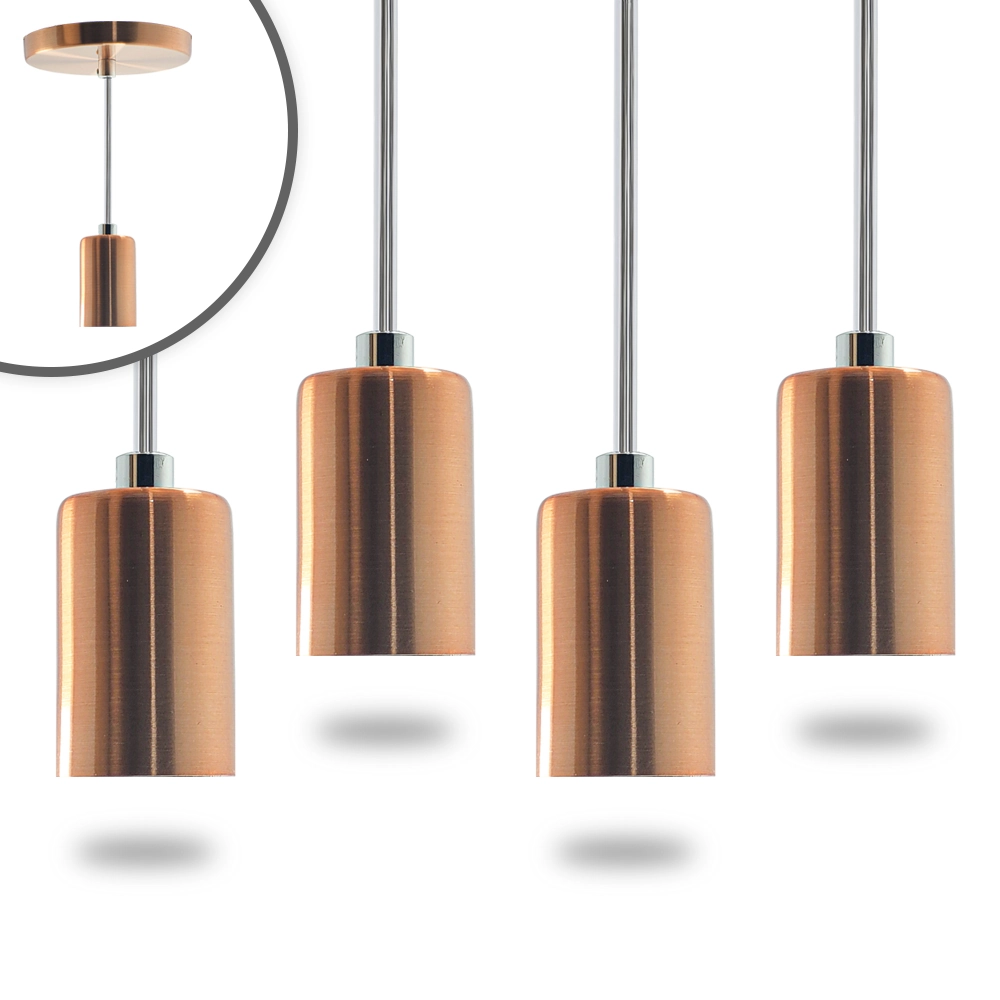 Kit 4 Pendente Soquete Copinho E27 Rose Gold