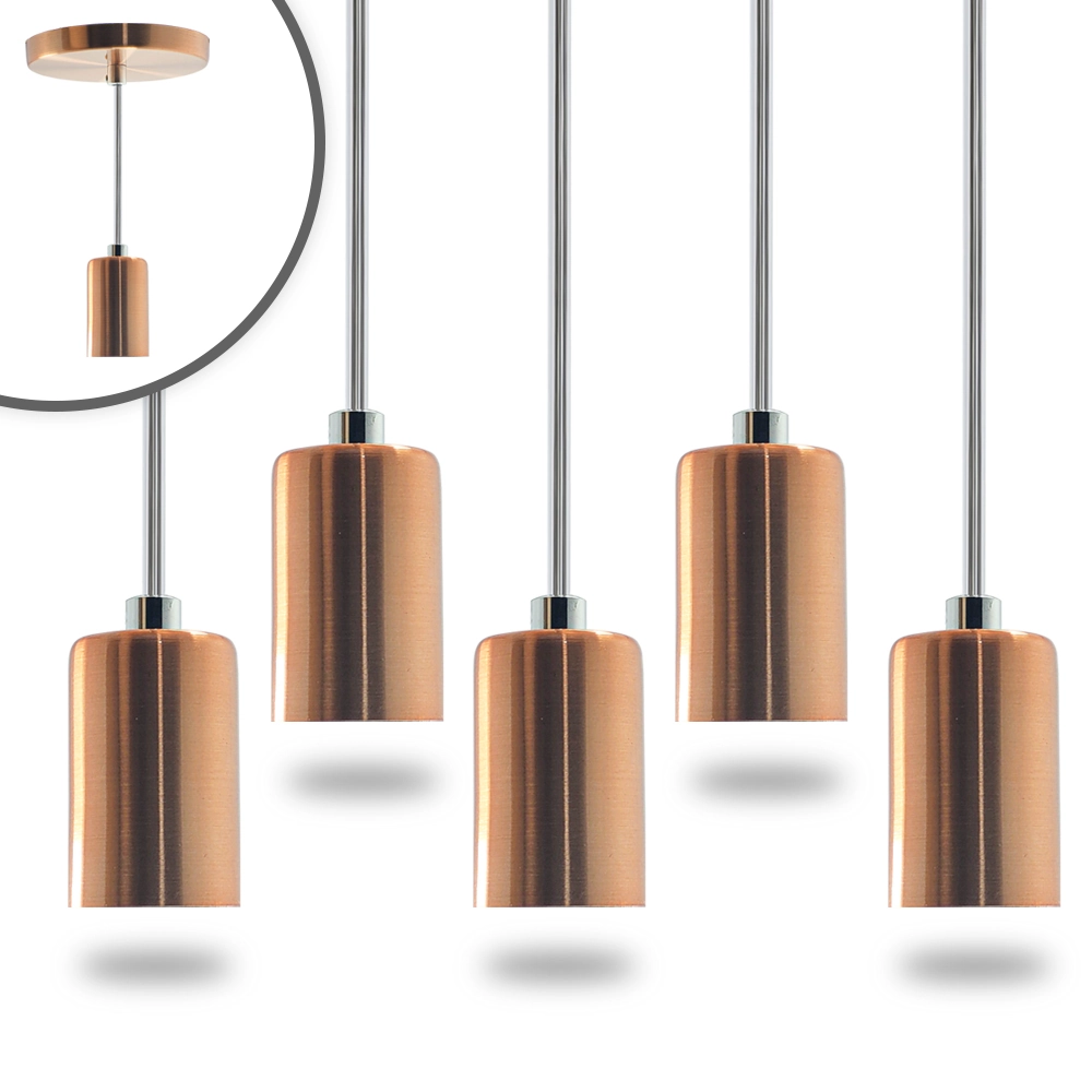 Kit 5 Pendente Soquete Copinho E27 Rose Gold