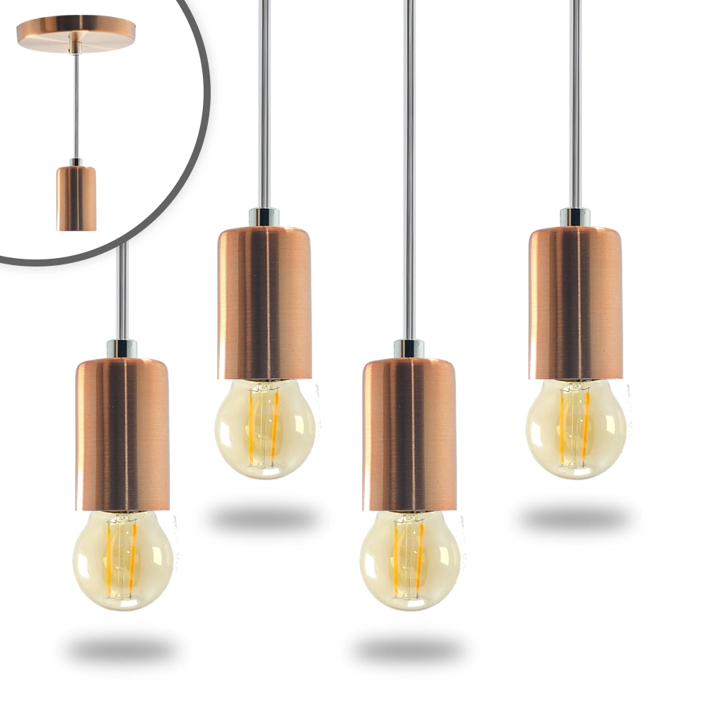 Kit 4 Pendente Soquete Copinho E27 Rose Gold + Led G45