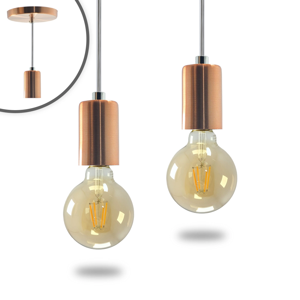 Kit 2 Pendente Soquete Copinho E27 Rose Gold + Led G95