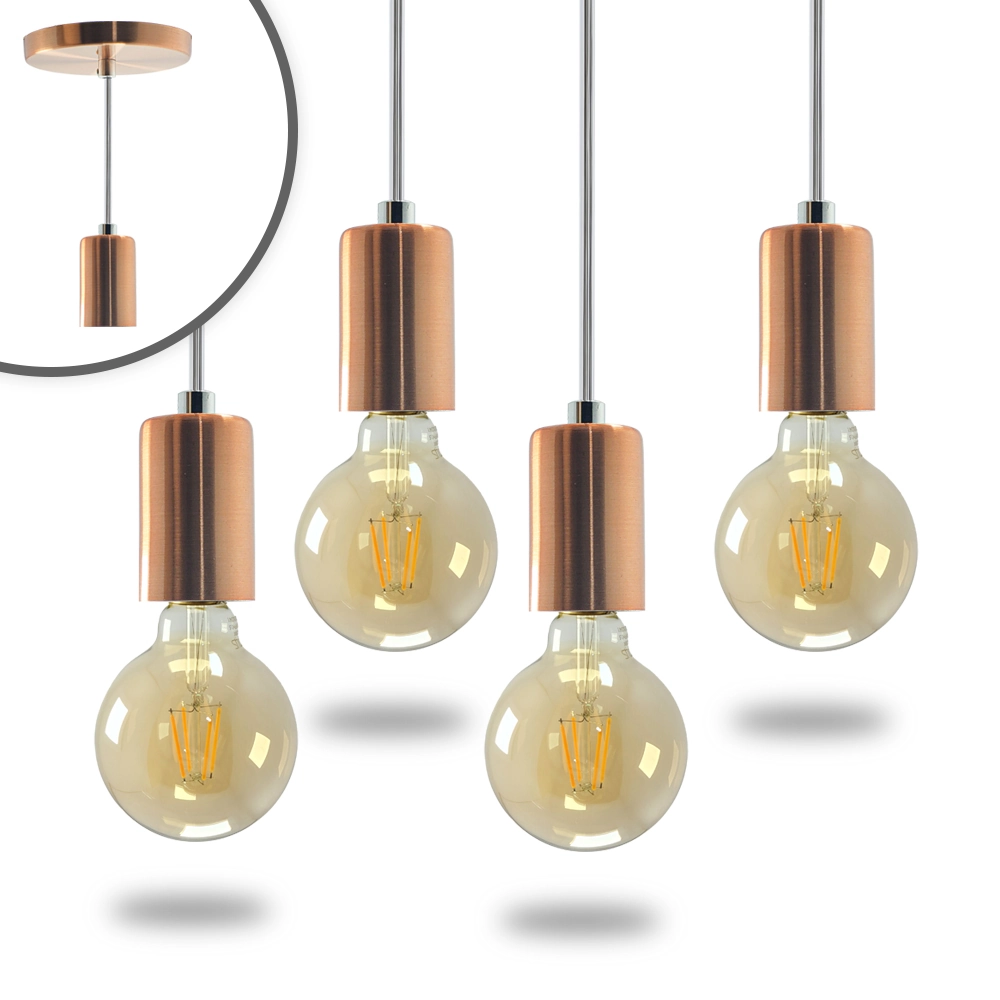 Kit 4 Pendente Soquete Copinho E27 Rose Gold + Led G95