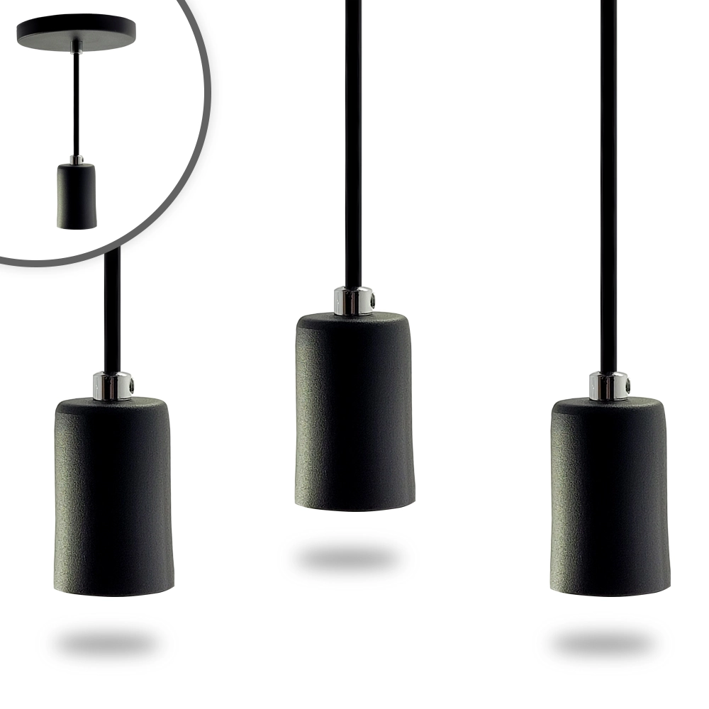 Kit 3 Pendente Soquete Copinho E27 Preto