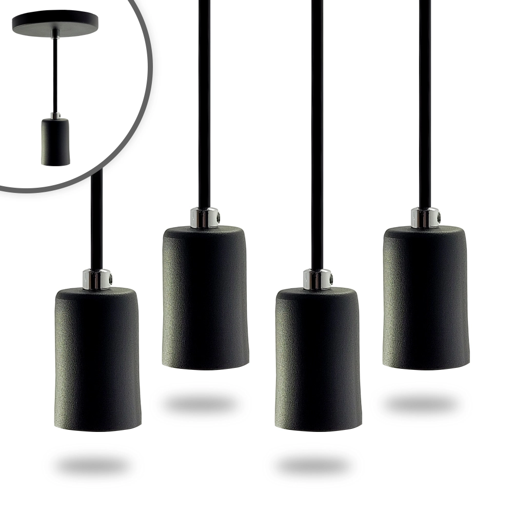 Kit 4 Pendente Soquete Copinho E27 Preto