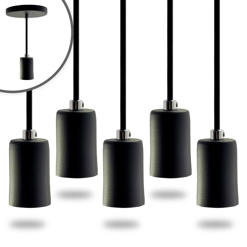 Kit 6 Pendente Soquete Copinho E27 Preto