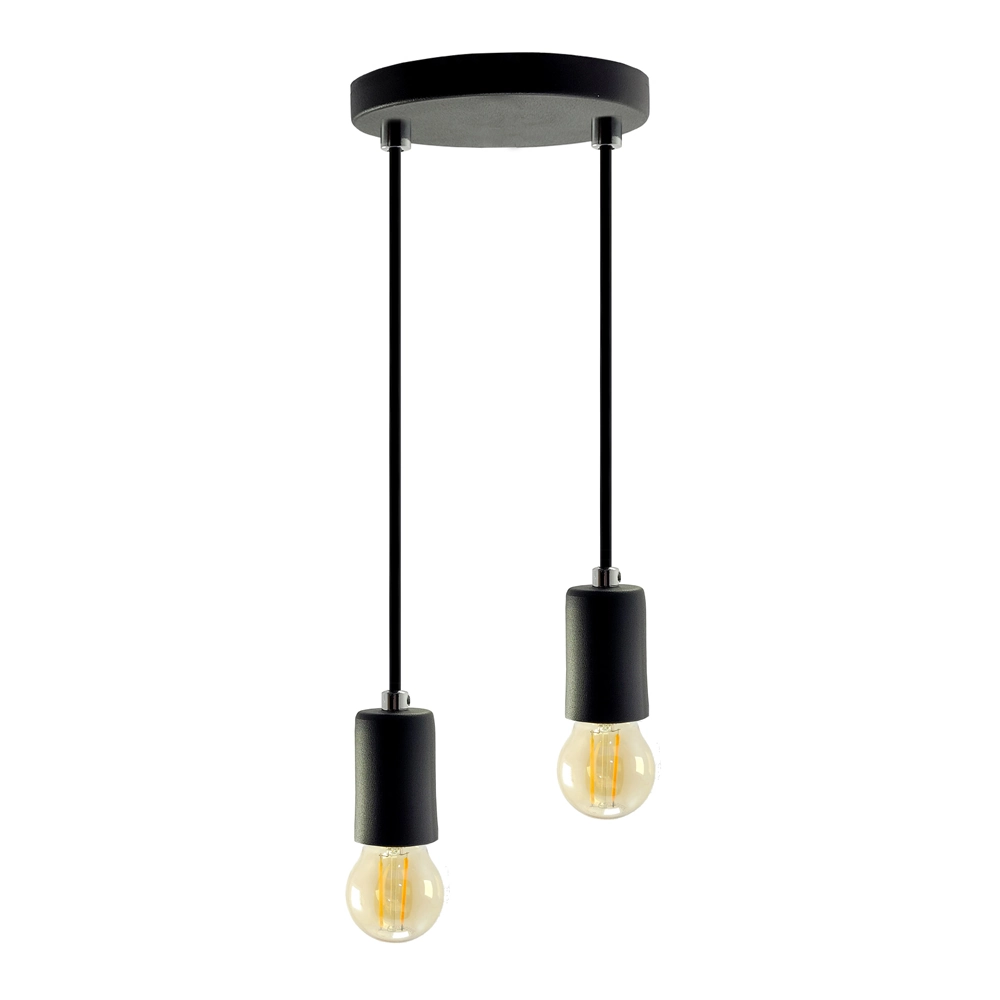 Pendente Soquete Copinho E27 Preto Duplo + Led G45