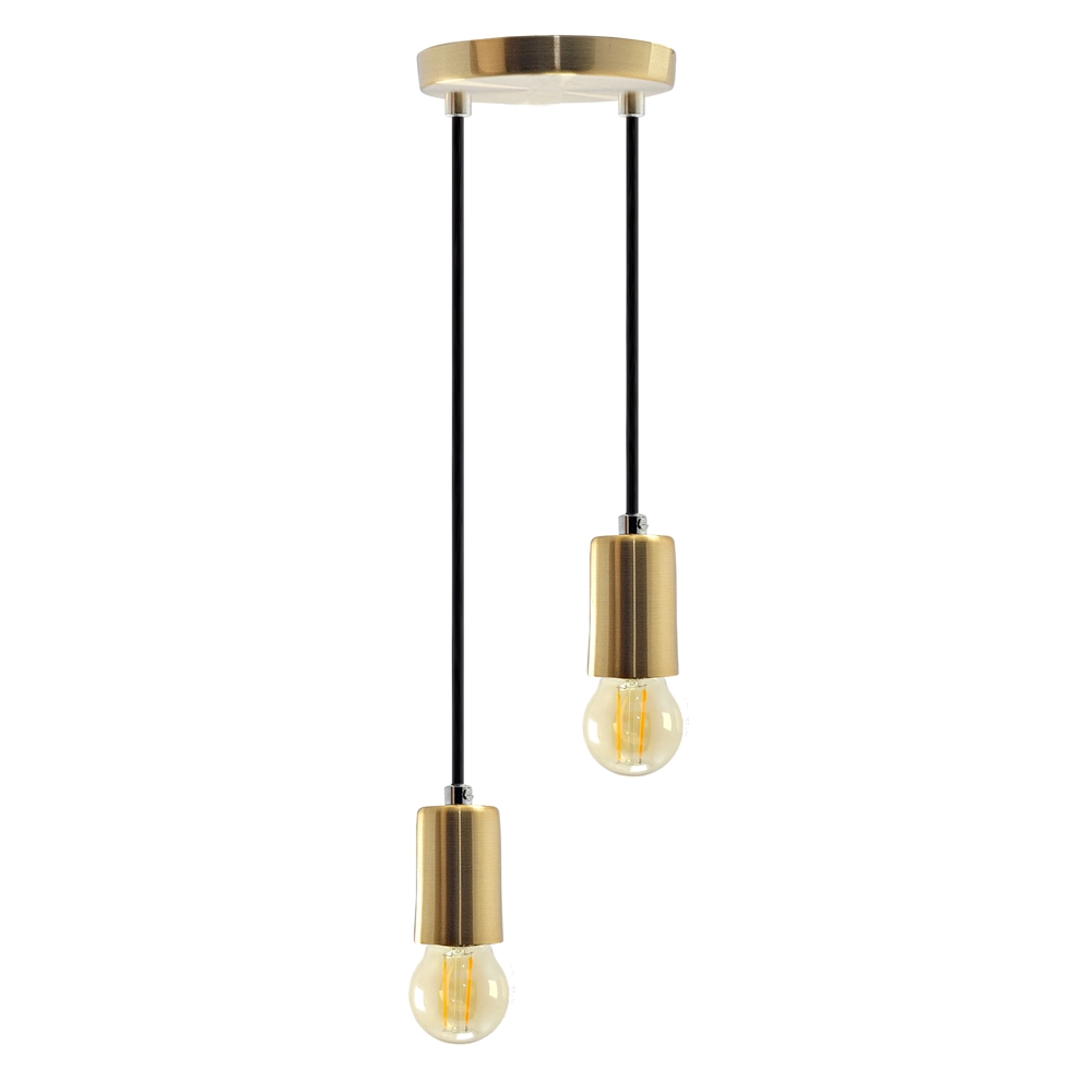 Pendente Soquete Copinho E27 Dourado Duplo + Led G45