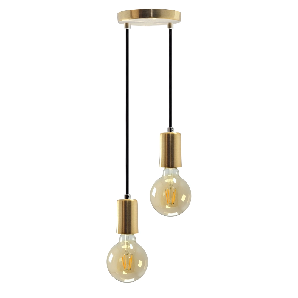 Pendente Soquete Copinho E27 Dourado Duplo + Led G95