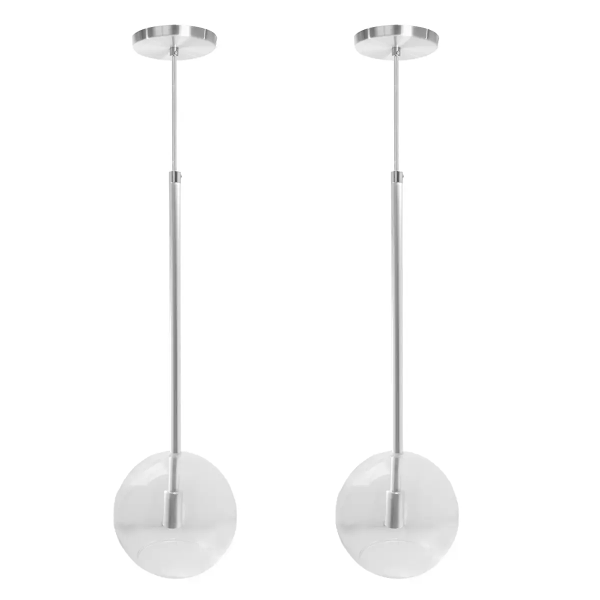 Kit 2 Pendente Lux Escovado Globo Vidro Cristal + Led