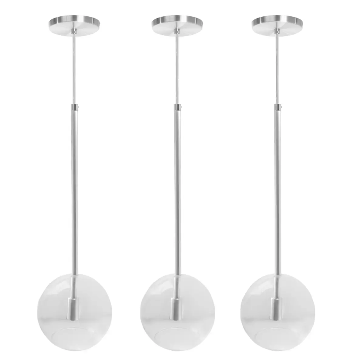 Kit 3 Pendente Lux Escovado Globo Vidro Cristal + Led