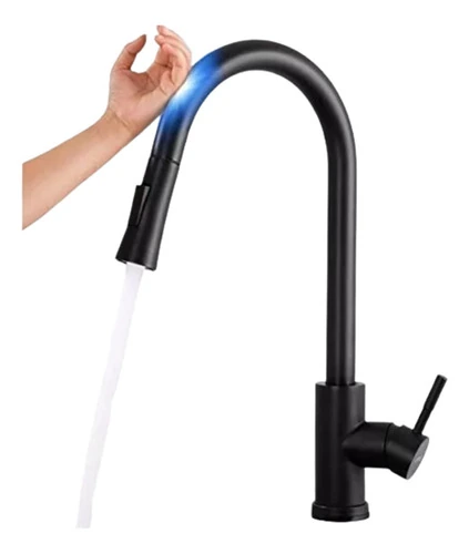Torneira Gourmet Cozinha Preto Fosco Touch Sensível Ao Toque