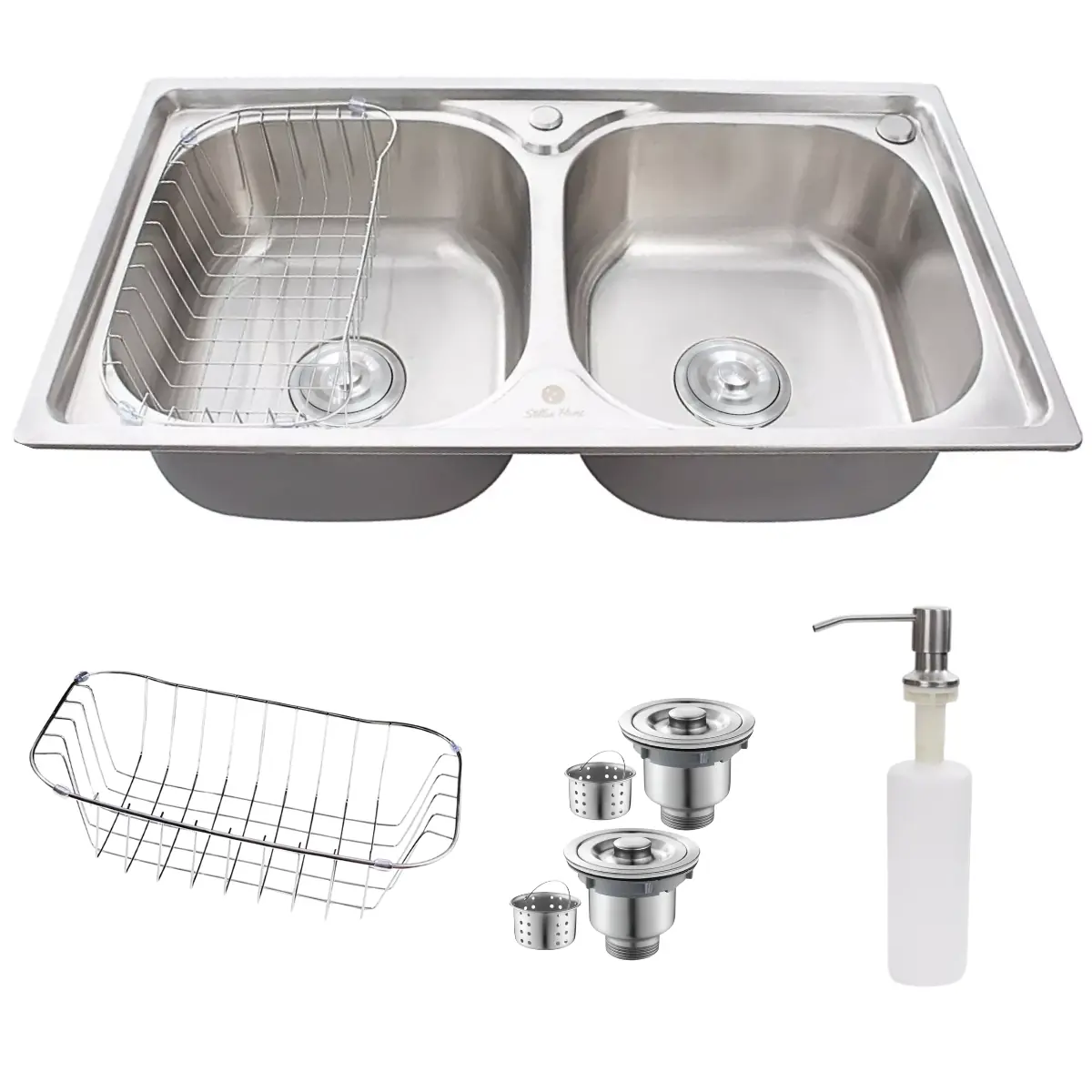Cuba Dupla Cozinha Gourmet 78x43cm Aço Inox 304 E Acessórios