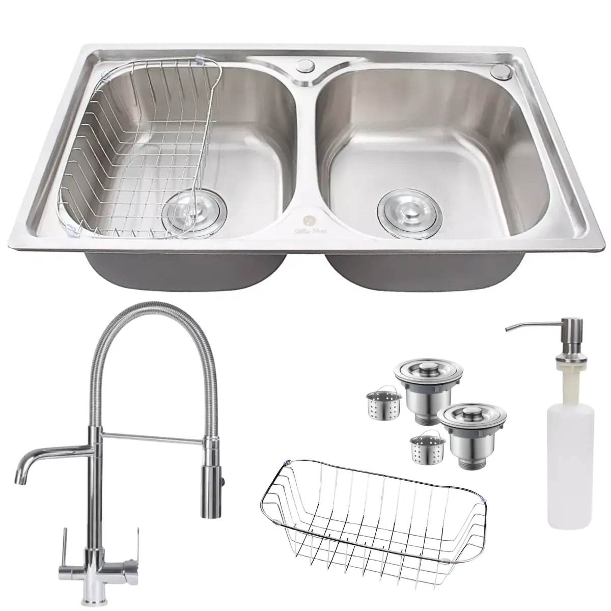 Cuba Dupla Gourmet Inox 304 E Torneira Cromada Para Filtro