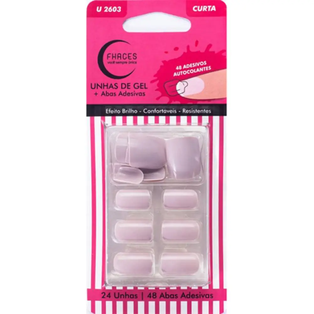 Unha Postica Fhaces Colors Curta Gel Poção Mágica 48un