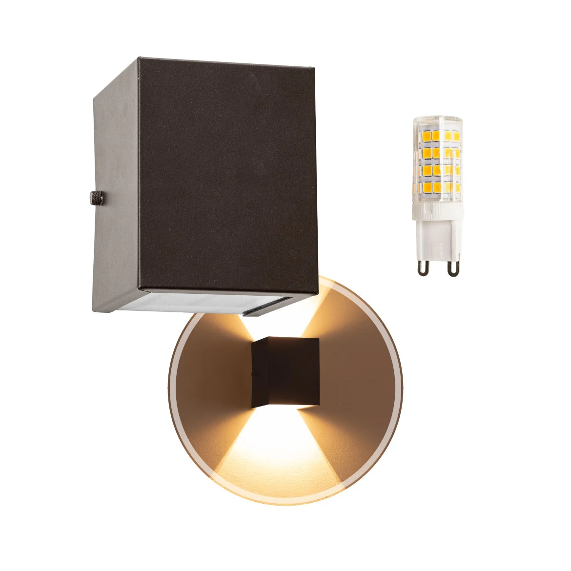 kit 6 Arandelas 2 fachos marrom + 6 lâmpadas led g9 5w 3000k P/ parede muro externa e interna st678