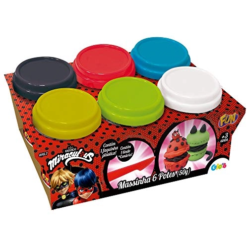 Brinquedo Miraculous Ladybug Massinha 6 Pote
